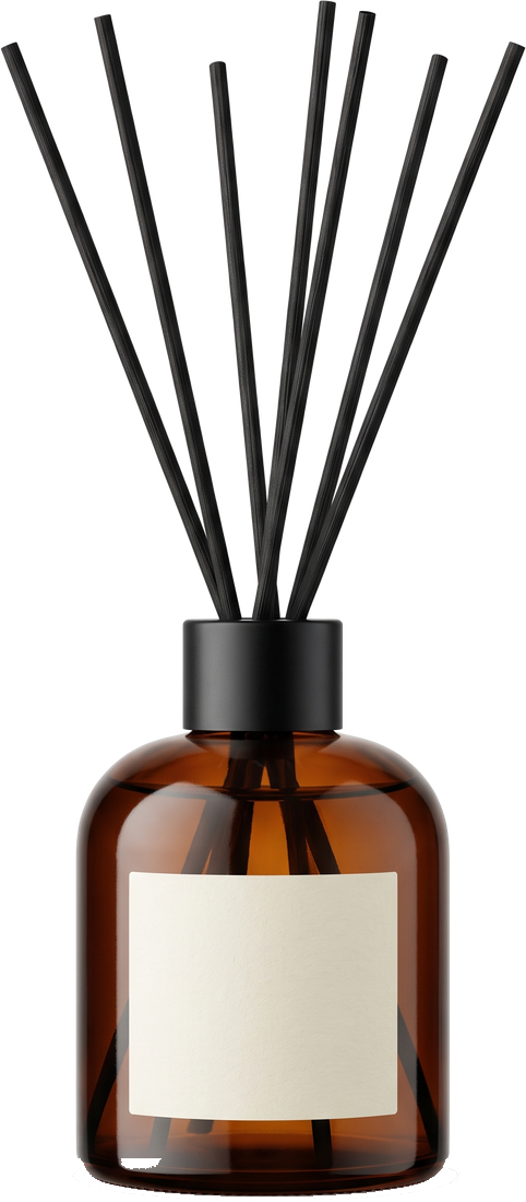 Amber glass reed diffuser with black reeds